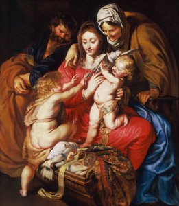 De Heilige Familie met St. Elisabeth, St. Johannes en een duif