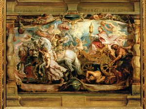 De triomf van de Kerk over woede, tweedracht en haat (schilderij op hout) door Peter Paul Rubens
