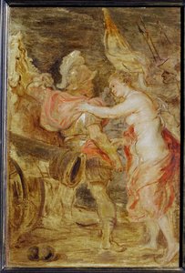 Venus vergezelt Mars naar de oorlog (schilderij op hout) door Peter Paul Rubens