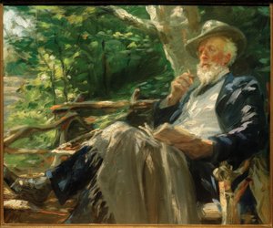 Portret van de dichter Holger Drachmann in het Skagener bos