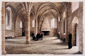 Kamer van novicen, Battle Abbey, East Sussex, in de 12e eeuw, ca. 1980-2008