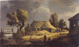Landschap met een Boerderij door Peter de Bloot