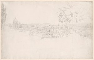 Fantasie Panorama van Rome van St. Pieter tot de Castel San Angelo door Peter von Hess