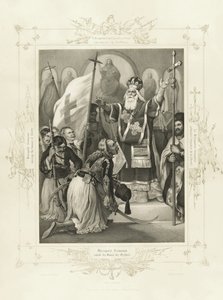 De Metropoliet Germanos heft de banier van vrijheid Op uit het Album van Griekse Heldhaftigheid door Peter von Hess