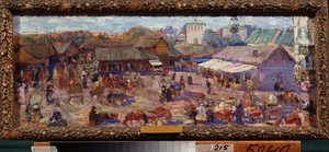 De markt in Pskov (Rusland) door Petr Ivanovic Petrovichev