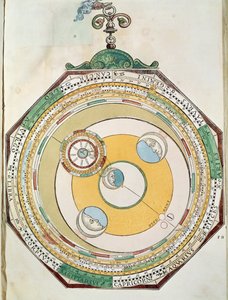 Tabel van bewegingen van de Maan in relatie tot de Zon, uit Astronomicum Caesareum door Petrus Apianus