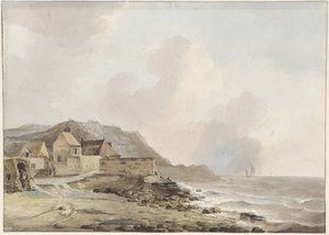 Gezicht op de kust bij Boulogne-sur-Mer door Petrus Johannes Schotel