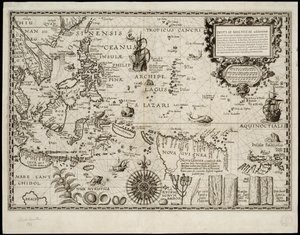 Insulae Moluccae beroemd om hun grote hoeveelheid specerijen die over de hele wereld worden verzonden door Petrus Plancius