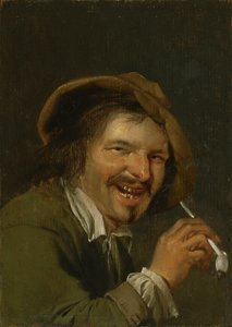Geur: Een Lachende Man die een Pijp Rookt (uit de serie Personificaties van de Vijf Zintuigen, ca. 1635-66) door Petrus Staverenus