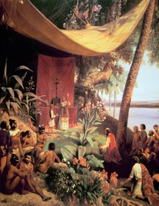 De eerste mis gehouden in Amerika door Pharamond Blanchard