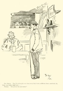 Cartoon door Phil May, uit de jaren 1890 door Phil May