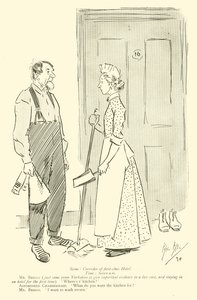 Cartoon door Phil May, uit de jaren 1890 (litho) door Phil May