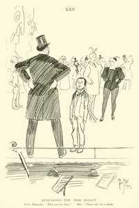 Cartoon door Phil May, uit de jaren 1890 (litho) door Phil May