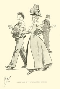 Cartoon door Phil May, uit de jaren 1890 (litho) door Phil May