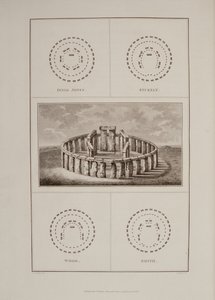 Uitzicht op Stonehenge, uit Sir Richard Colt Hoares The History of Ancient Wiltshire, gegraveerd door James Basire, Londen, 1810-11 door Philip Crocker