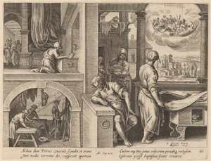 Het visioen van Sint Pieter door Philip Galle after Jan van der Straet