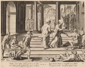Heiligen Petrus en Johannes Genezen een Kreupele bij de Poort van de Tempel