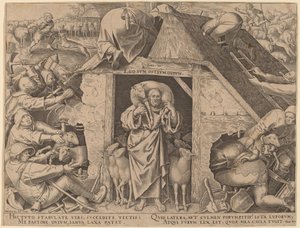 De Gelijkenis van de Goede Herder door Philip Galle after Pieter Bruegel the Elder
