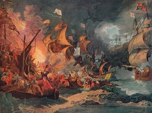 Nederlaag van de Spaanse Armada, ca. 1797 door Philip James de Loutherbourg