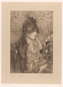 Vrouw met boeket bloemen door Philip Zilcken (signed by artist)