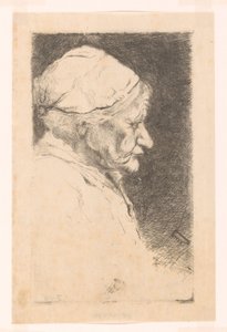 Portret van een oude vrouw, en profil