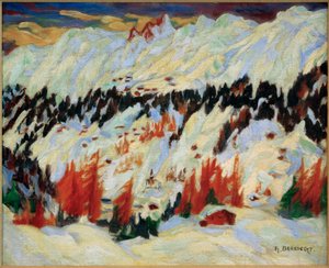 Winterlandschap bij Davos Frauenkirch door Philipp Bauknecht