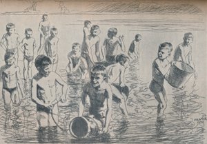 Jongens baden, ca. 1911 door Philipp Franck