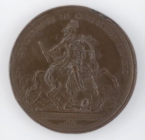 Bronzen medaille ter herdenking van de dood van Frederik, Hertog van Schomberg door Philipp Heinrich Müller