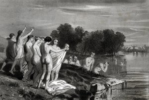 Anabaptisme: Anabaptisten zijn christenen die geloven dat de doop alleen geldig is wanneer de kandidaat zijn of haar geloof in Christus belijdt en gedoopt wil worden door Philippe Auguste Jeanron