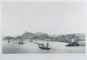 Negen panoramische uitzichten van Rio de Janeiro: As Prais St. Luzia a Gloria, 1862 door Philippe Benoist