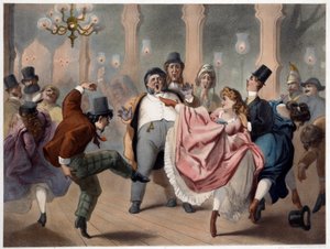 De voet bewegende populaire entertainment scène. Lithografie door Philippe Jacques Linder door Philippe Jacques Linder