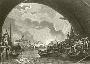 De Grote Brand van Londen door Philippe Jacques de Loutherbourg