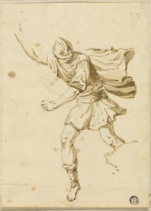 Rennende Romeinse krijger, omhoog wijzend met rechterhand door Philippe Louis Parizeau