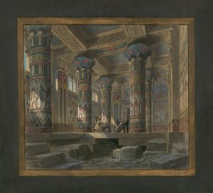 Scenografie van Philippe Chaperon voor de opera Aida van Giuseppe Verdi: de tempel van Isis door Philippe Marie Chaperon