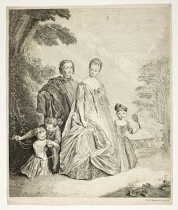De Familie Promenade, ook wel Philippe Mercier, Zijn Eerste Vrouw en Familie genoemd door Philippe Mercier