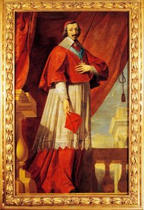 Frankrijk, Fontaine Chaalis, Portret van Franse staatsman en geestelijke, Kardinaal Richelieu door Philippe de (school of) Champaigne