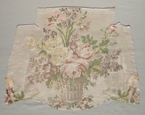 Zijdefragment, Deel van Paneel genaamd Le panier fleuri, 1770 door Philippe de Lasalle