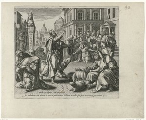 Jona verkondigt de ondergang van Nineve door Philips Galle (attributed to workshop of)