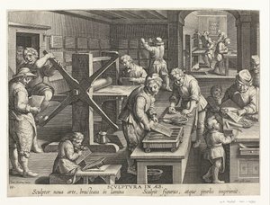 Productie van kopergravures door Philips Galle (attributed to workshop of)