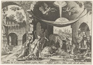 Aanbidding door de herders door Philips Galle