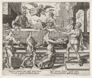 Arbeid en Vlijt worden beloond met een deugdzaam leven (Beloningen voor arbeid en vlijt) door Philips Galle