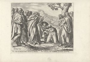 Christus en de Kanaänitische vrouw door Philips Galle