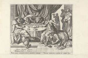 Christus gezalfd door Maria Magdalena door Philips Galle