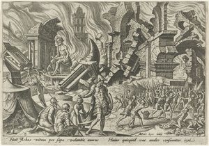 De verwoesting van Ai en de steniging van Achan door Philips Galle