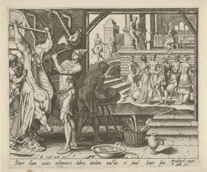 Het vetgemeste kalf wordt geslacht door Philips Galle