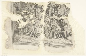 Linkeronderhoek van een prent van het tafereel van Cebes door Philips Galle