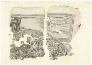 Rechterbovenhoek van een prent van het tafereel van Cebes door Philips Galle