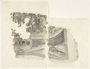 Rechteronderhoek van een prent van het tafereel van Cebes door Philips Galle