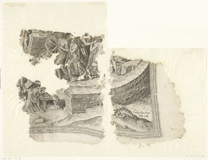 Rechteronderhoek van een prent van het tafereel van Cebes door Philips Galle