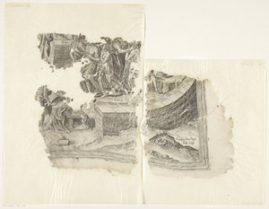 Rechteronderhoek van een prent van het tafereel van Cebes door Philips Galle